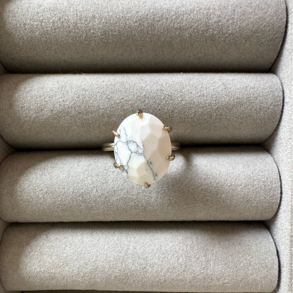 White Howlite Statement Ring - Women Jewelry